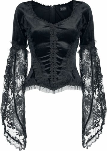 Sinister Gothic Top Gothic dívcí triko s dlouhými rukávy černá