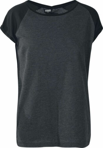 Urban Classics Dámské kontrastní raglanové tričko dívcí tricko charcoal/černá