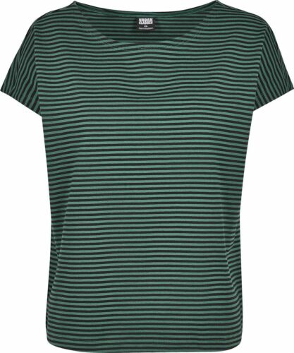 Urban Classics Dámské proužkované tričko Yarn Dyed Baby dívcí tricko zelená/cerná