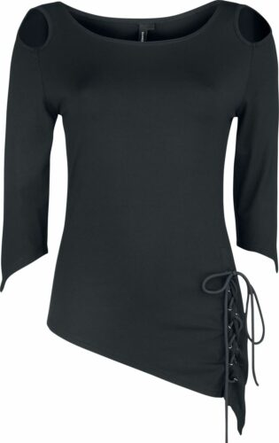 Banned Alternative Top Lace Up Hem dívcí triko s dlouhými rukávy černá