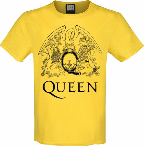 Queen Amplified Collection - Line Art Crest tricko žlutá