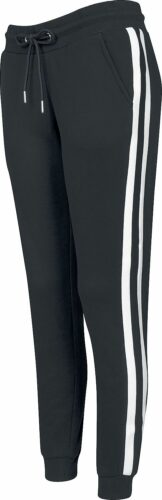 Urban Classics Dámské kontrastní teplákové kalhoty v college stylu Dívčí tepláky cerná/bílá