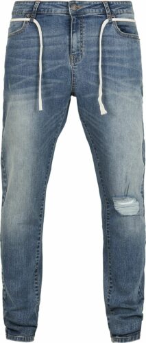 Urban Classics Slim Fit Drawstring Jeans Džíny modrá