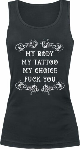 My Body - My Tattoo - My Choice dívcí top černá