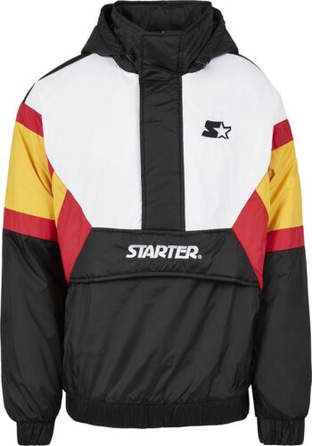 Starter Retro bunda Colour Block se zipem na hrudníku vetrovka černá/bílá/žlutá