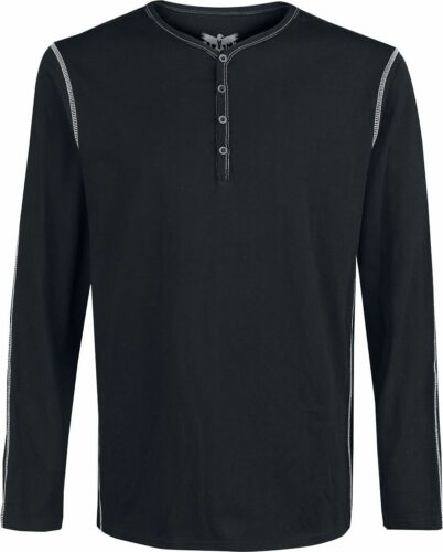 Black Premium by EMP Černá košile s dlouhými rukávy s knoflíky a kontrastními švy tricko s dlouhým rukávem černá