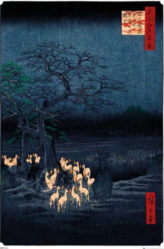 Hiroshige New Years Eve Foxfire plakát vícebarevný