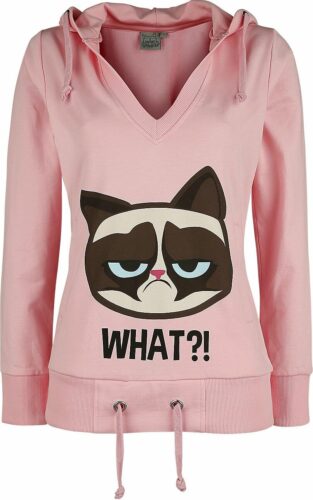 Grumpy Cat What? dívcí mikina s kapucí světle růžová