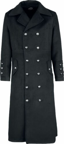 H&R London Klasický military kabát kabát černá