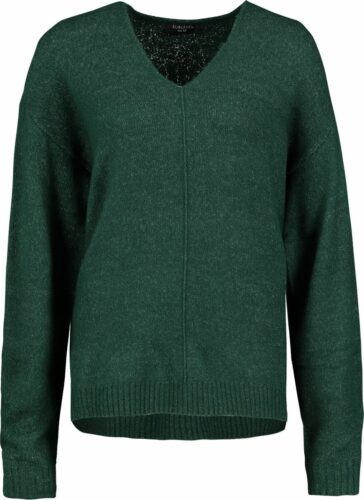 Sublevel Dámský pulovr s Véčkovým výstřihem Dívcí svetr tmave zelená