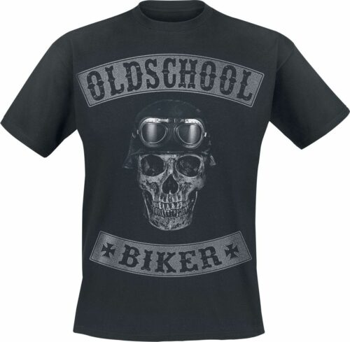 Oldschool Biker Skull tricko černá