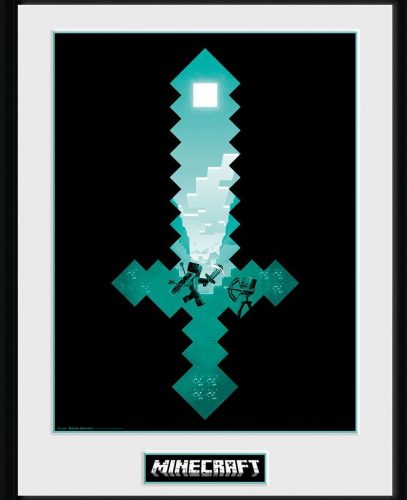 Minecraft Diamond Sword Zarámovaný obraz standard