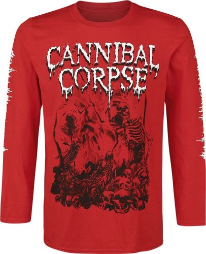 Cannibal Corpse Pile Of Skulls 2018 Tričko s dlouhým rukávem červená