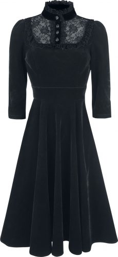 H&R London Nightshade Velvet Dress Šaty černá