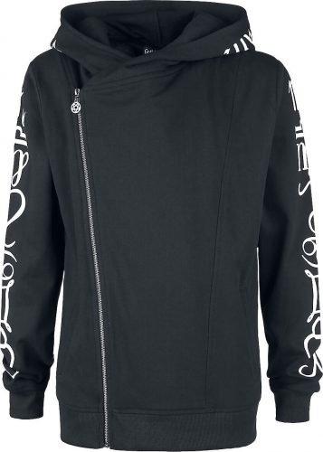 Gothicana by EMP Bunda s kapucí se symboly Mikina s kapucí na zip černá
