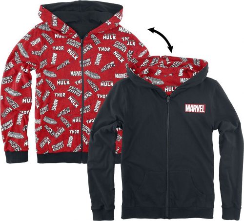 Marvel Kids - Logo detská mikina s kapucí na zip cerná/cervená