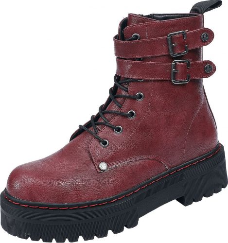 Black Premium by EMP Tmavě červené šněrovací boty s přezkami a podpatky boty tmavě červená