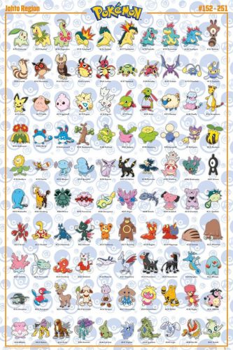 Pokémon Johto Region - (152-251) plakát vícebarevný