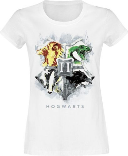 Harry Potter Hogwarts Painted Crest Dámské tričko bílá