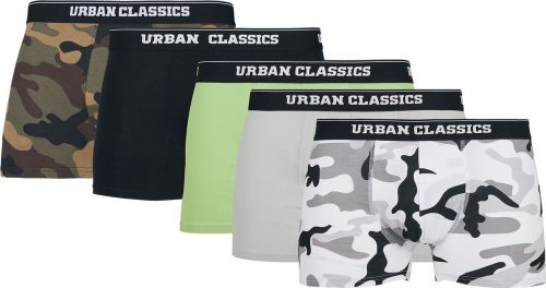 Urban Classics Organic Boxer Shorts 5-Pack Boxerky černá/zelená/šedá