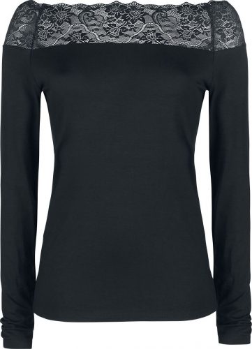 Black Premium by EMP Černé tričko s dlouhými rukávy a krajkou Dámské tričko s dlouhými rukávy černá