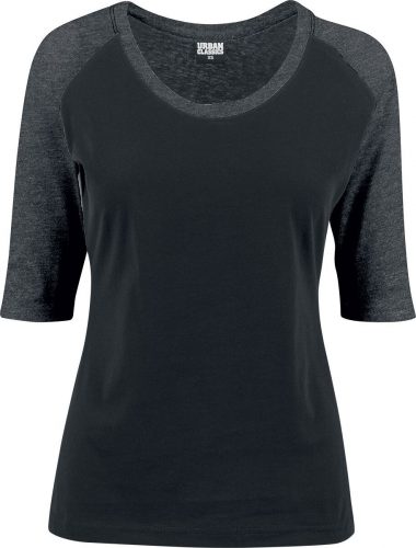 Urban Classics Ladies 3/4 Contrast Raglan Tee Dámské tričko s dlouhými rukávy cerná/uhlová