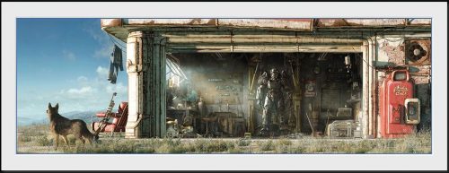 Fallout Garage Zarámovaný obraz vícebarevný