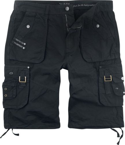 Black Premium by EMP Černé army šortky s praktickými kapsami Kraťasy černá