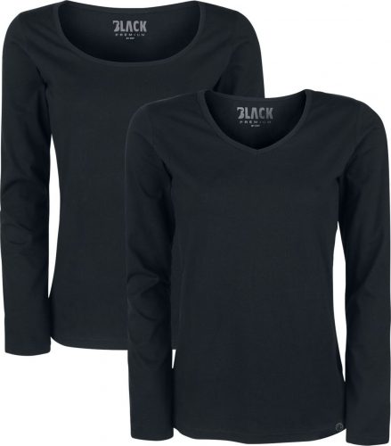 Black Premium by EMP Černé topy s dlouhými rukávy s Véčkovým a klasickým výstřihem Dámské tričko s dlouhými rukávy černá