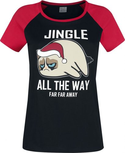 Grumpy Cat Jingle All The Way Dámské tričko cerná/cervená