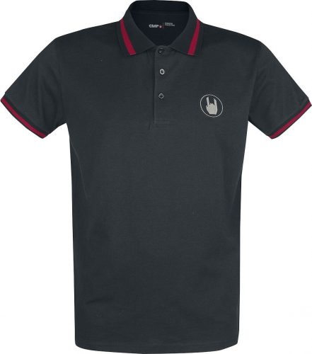 EMP Premium Collection Cierna polokošela s výšivkou a cervenými detailmi Tričko černá