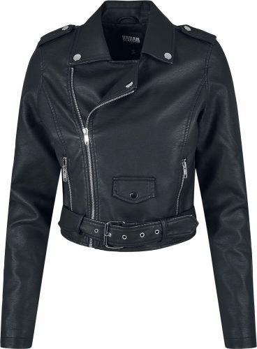 Urban Classics Ladies Synthetic Leather Belt Biker Jacke Dámská bunda - imitace kůže černá
