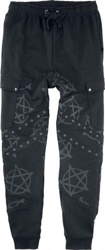 Gothicana by EMP Ležérní černé látkové kalhoty s kapsami Tepláky černá