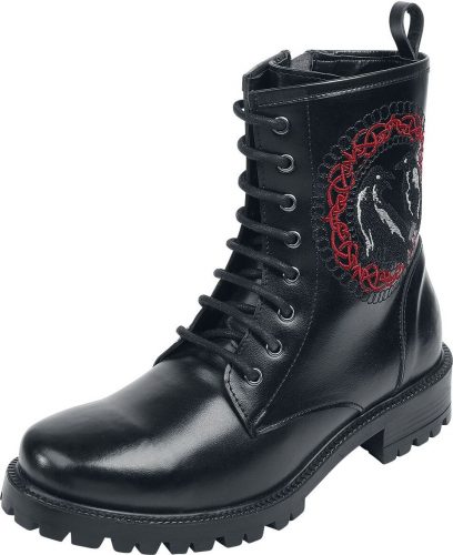 Black Premium by EMP Černé holínky s výšivkou s krkavcem boty černá