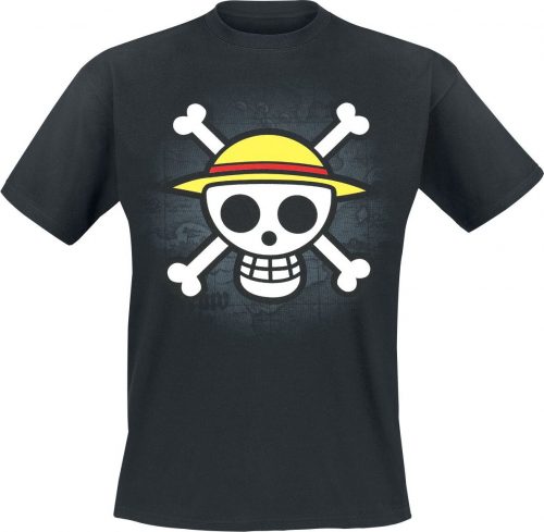 One Piece Skull With Map Tričko černá