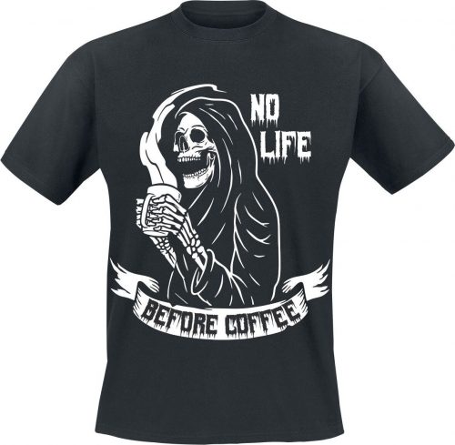 No Life Before Coffee Tričko černá