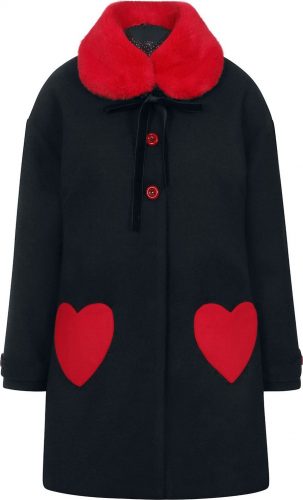 Hell Bunny Kabát Corazón Dámský kabát cerná/cervená