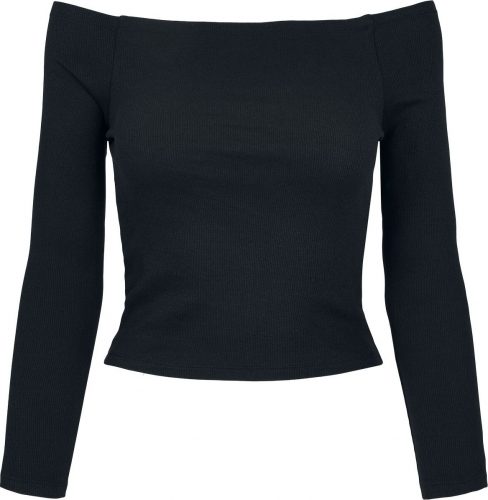 Urban Classics Ladies Off Shoulder Rib Longsleeve Dámské tričko s dlouhými rukávy černá