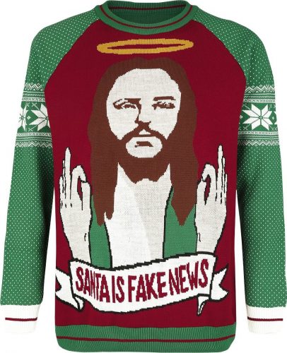 Ugly Christmas Sweater Santa Is Fake News Pletený svetr vícebarevný
