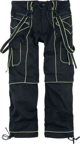 Gothicana by EMP Cierne nohavice Nick s neónovými detailmi Kalhoty cerná/žlutá