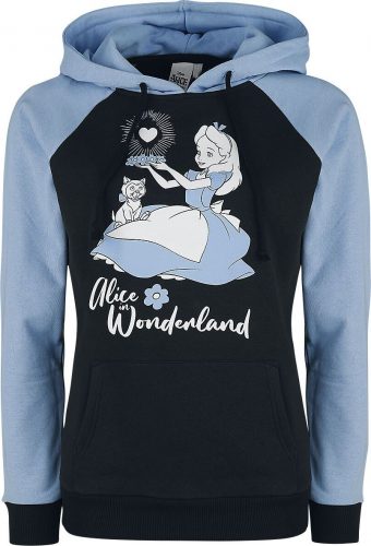 Alice in Wonderland Flower Cat Dámská mikina s kapucí cerná/modrá