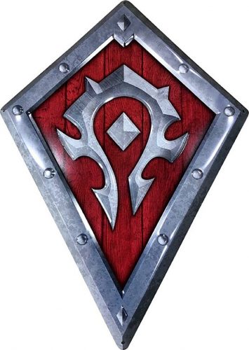 World Of Warcraft Horde Shield plechová cedule stríbrite cervená