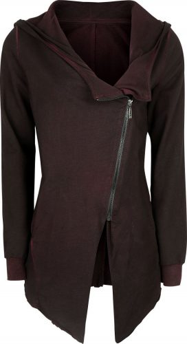 Black Premium by EMP Asymetrická vintage bunda na zip Dámská mikina s kapucí na zip burgundská červeň
