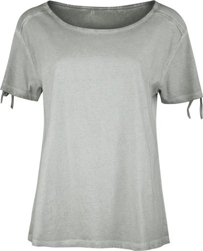 Black Premium by EMP Šedé tričko s opraným efektem a ozdobným šněrováním Dámské tričko šedá
