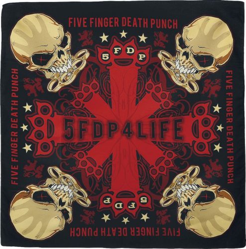 Five Finger Death Punch FFDP 4 Life - Bandana Bandana - malý šátek cerná/cervená