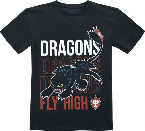 Drachenzähmen leicht gemacht Kids - Dragons Fly High! detské tricko černá