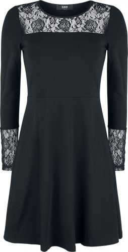 Black Premium by EMP Černé šaty s dlouhými rukávy s krajkou Šaty černá