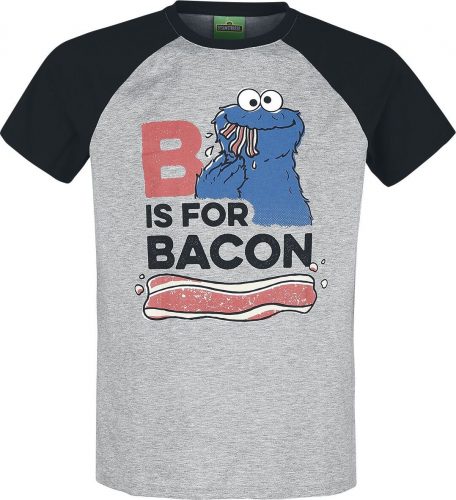 Sesame Street B Is For Bacon Tričko smíšená šedo-černá