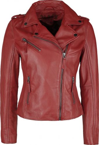 Black Premium by EMP Cervená kožená motorkárska bunda Dámská kožená bunda červená