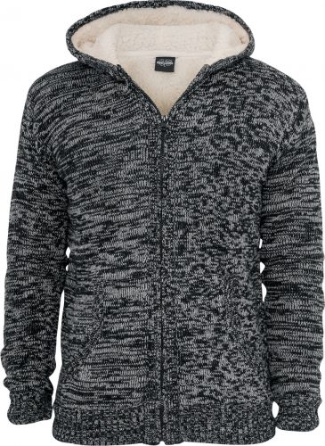 Urban Classics Winter Knit Zip Mikina s kapucí na zip cerná/šedá